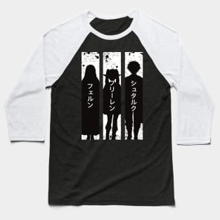 Frieren Party Members Black and White Silhouette with Fern Stark from Sousou no Frieren or Frieren Beyond Journeys End Anime SNF-173 Baseball T-Shirt